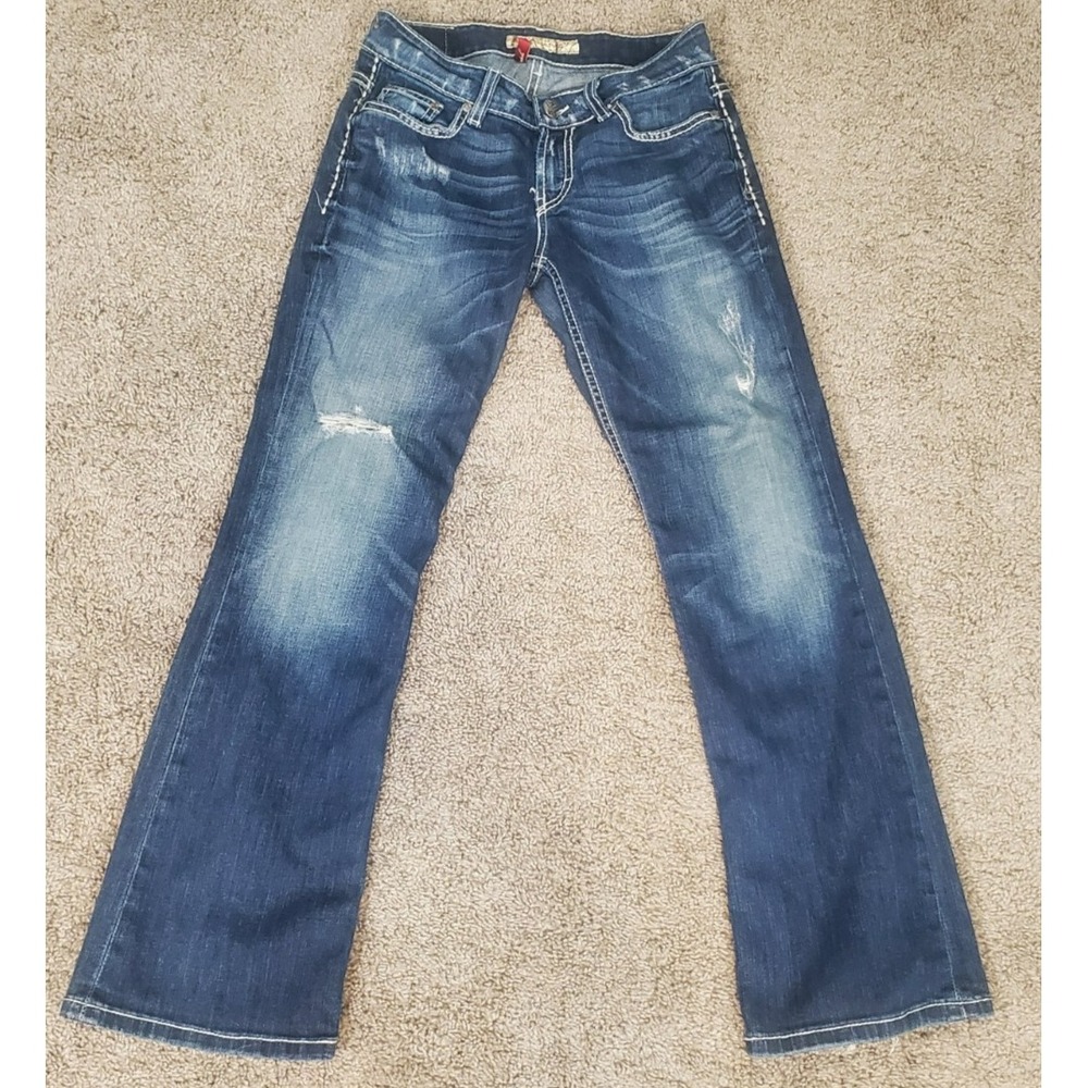 BKE Culture Jeans Womens 27X29 Low Rise Bootcut Distressed Denim Stretch